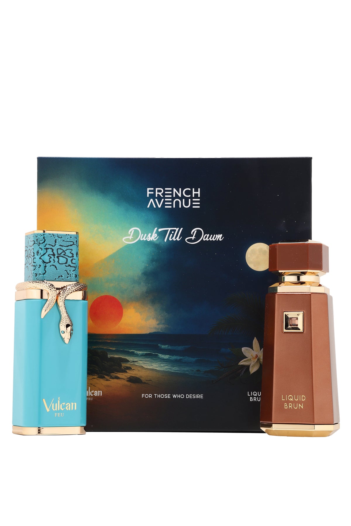 French Avenue Dusk Till Dawn Gift Set – Vulcan Feu & Liquid Brun 2 x 100ml EDP