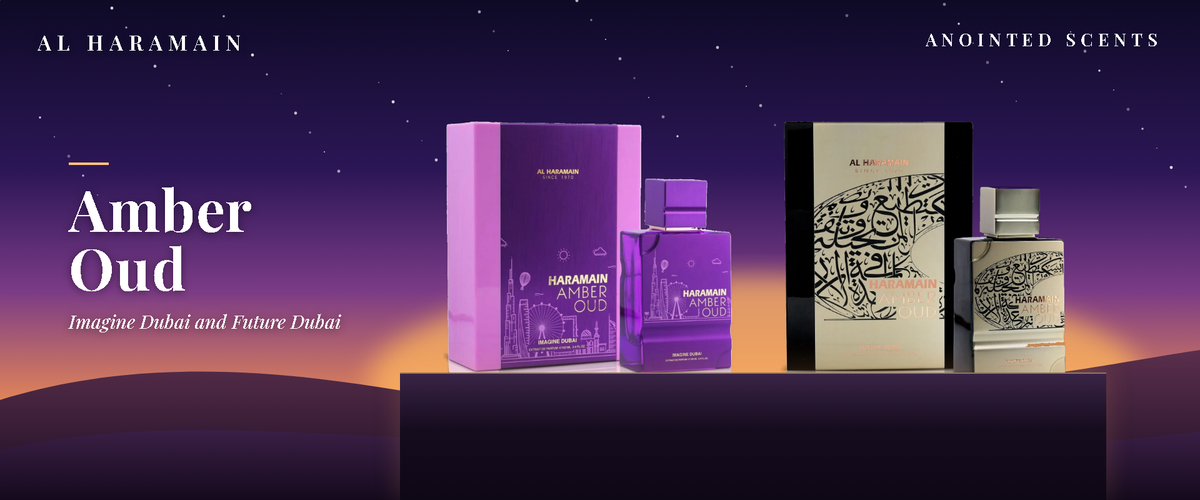 Al Haramain Amber Oud Imagine Dubai and Future Dubai perfumes