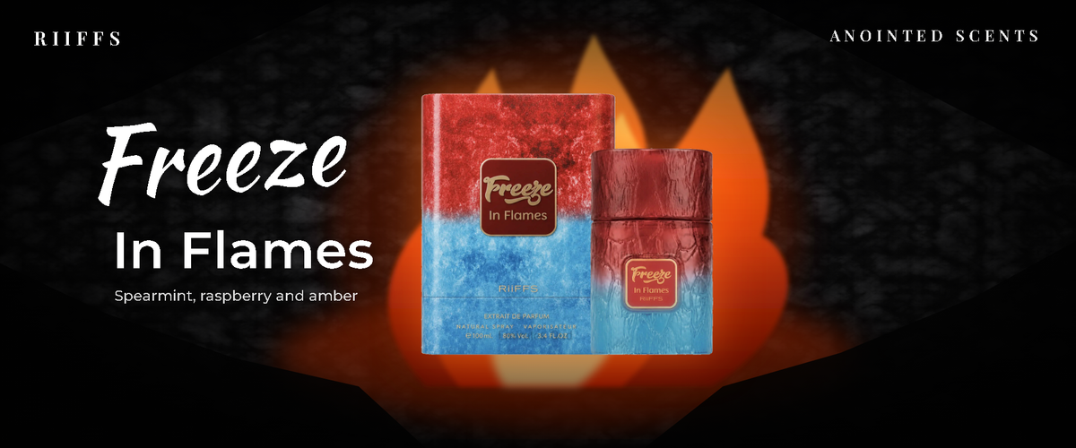 Riiffs Freeze In Flames extrait de parfum in front of flames